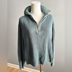 Rachel Zoe Ribbed Quarter Zip Sweater